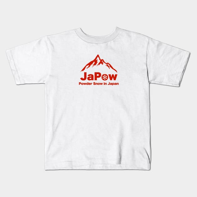 JAPOW Powder Snow in Japan - Red | Snowboard T-shirt Kids T-Shirt by susugroo